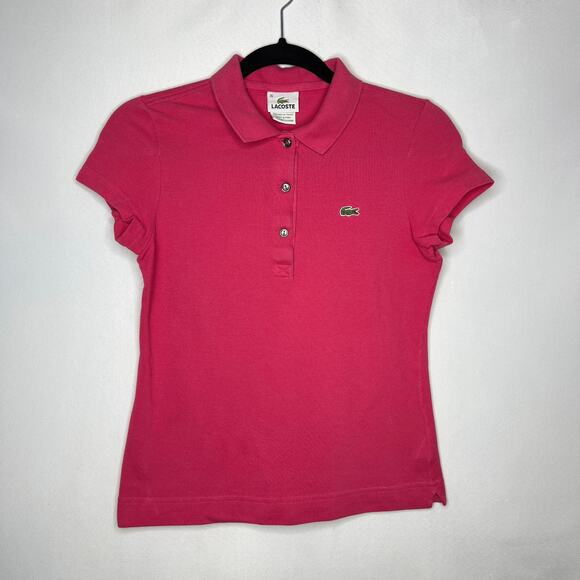LACOSTE Women's Short Sleeve Polo Shirt Top 36 Small Pink - Picture 1 of 9